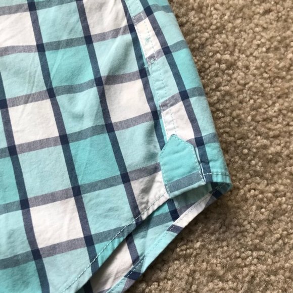 Men's Hollister Teal and White Checkered Button Up - Picture 6 of 10